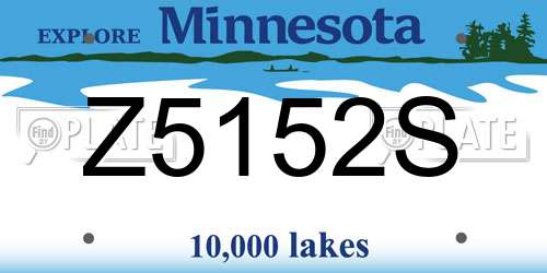 Z5152S Minnesota License Plate