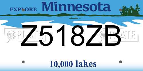 Z518ZB Minnesota License Plate