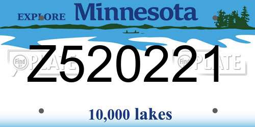 Z520221 Minnesota License Plate