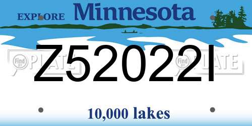 Z52022I Minnesota License Plate