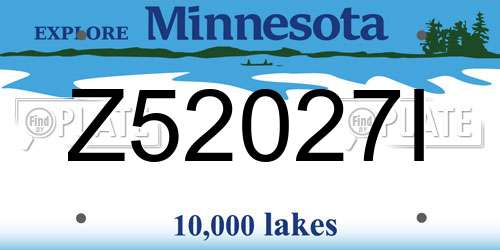 Z52027I Minnesota License Plate