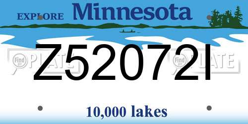 Z52072I Minnesota License Plate