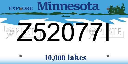 Z52077I Minnesota License Plate