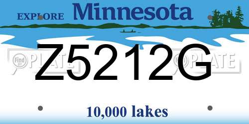 Z5212G Minnesota License Plate