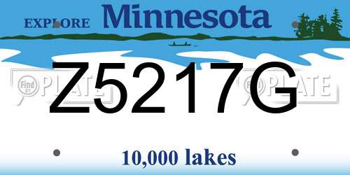 Z5217G Minnesota License Plate