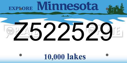 Z522529 Minnesota License Plate