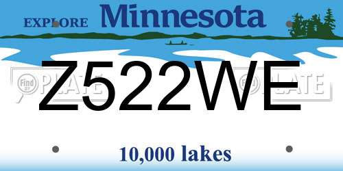 Z522WE Minnesota License Plate