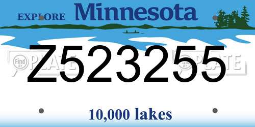 Z523255 Minnesota License Plate