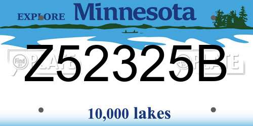 Z52325B Minnesota License Plate