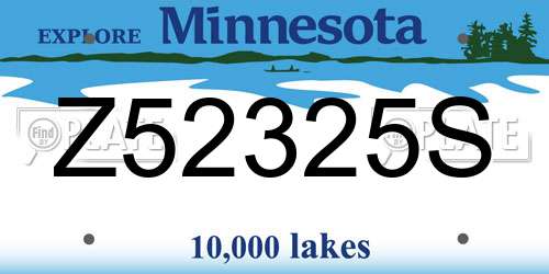 Z52325S Minnesota License Plate