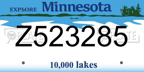 Z523285 Minnesota License Plate