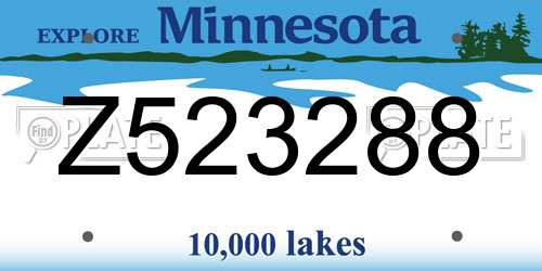Z523288 Minnesota License Plate