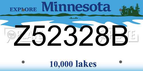 Z52328B Minnesota License Plate