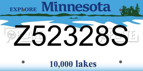 Z52328S Minnesota License Plate