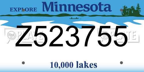 Z523755 Minnesota License Plate