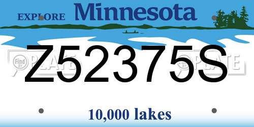 Z52375S Minnesota License Plate