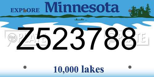 Z523788 Minnesota License Plate