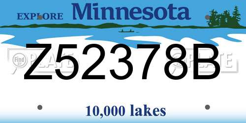 Z52378B Minnesota License Plate