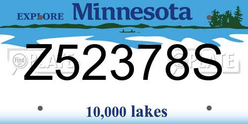 Z52378S Minnesota License Plate
