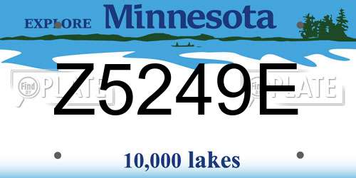 Z5249E Minnesota License Plate