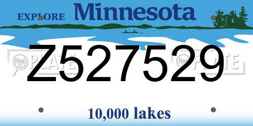Z527529 Minnesota License Plate