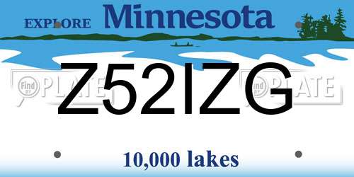 Z52IZG Minnesota License Plate