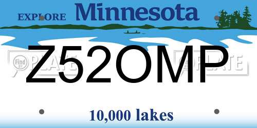 Z52OMP Minnesota License Plate
