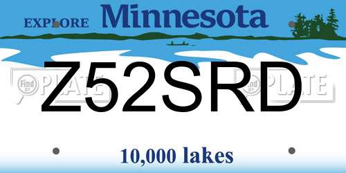 Z52SRD Minnesota License Plate