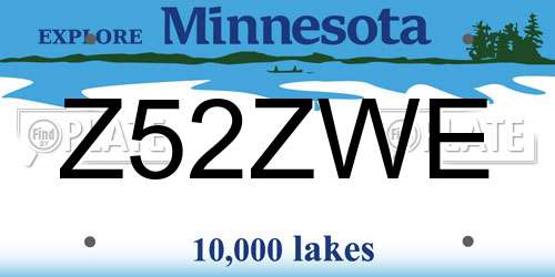 Z52ZWE Minnesota License Plate