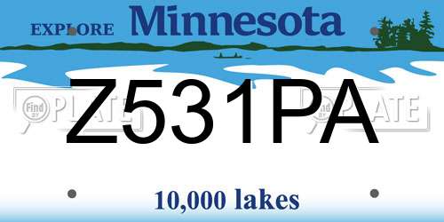 Z531PA Minnesota License Plate
