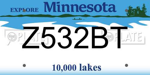 Z532BT Minnesota License Plate