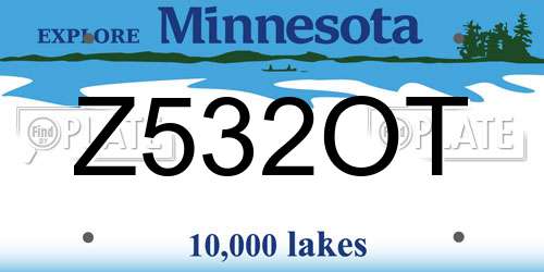 Z532OT Minnesota License Plate