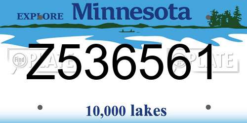 Z536561 Minnesota License Plate