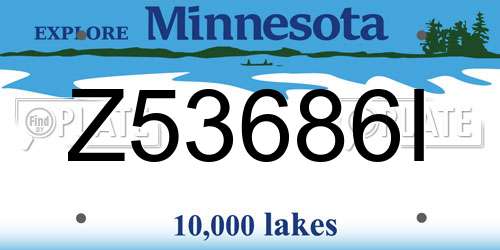Z53686I Minnesota License Plate