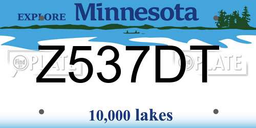Z537DT Minnesota License Plate