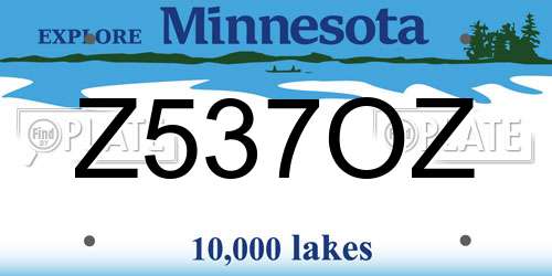 Z537OZ Minnesota License Plate