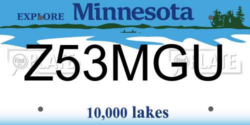 Z53MGU Minnesota License Plate
