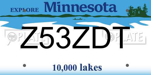 Z53ZDT Minnesota License Plate
