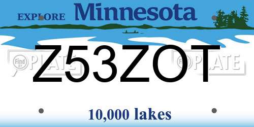 Z53ZOT Minnesota License Plate