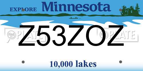 Z53ZOZ Minnesota License Plate