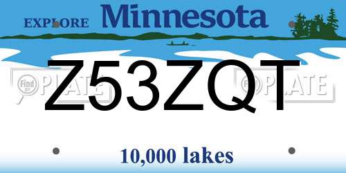 Z53ZQT Minnesota License Plate