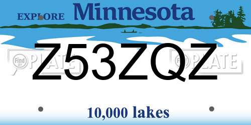 Z53ZQZ Minnesota License Plate