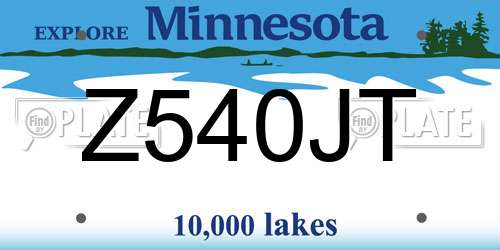 Z540JT Minnesota License Plate