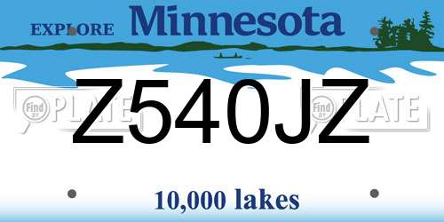 Z540JZ Minnesota License Plate