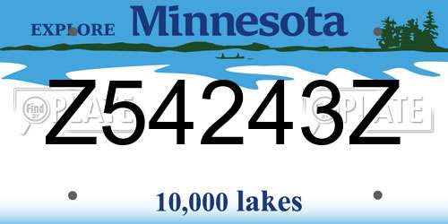 Z54243Z Minnesota License Plate