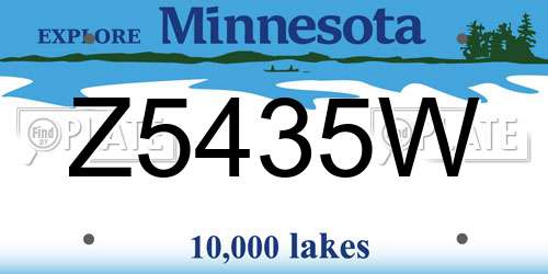 Z5435W Minnesota License Plate