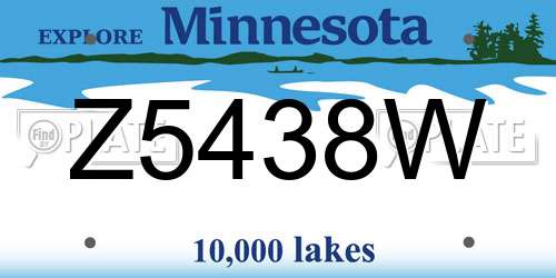 Z5438W Minnesota License Plate