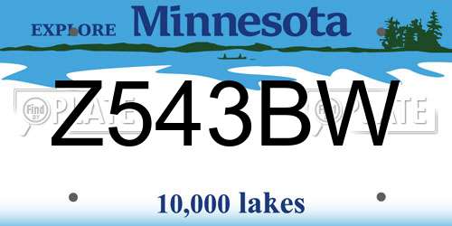 Z543BW Minnesota License Plate