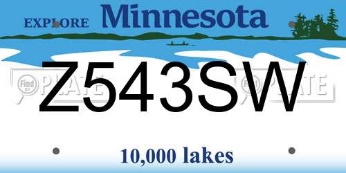 Z543SW Minnesota License Plate