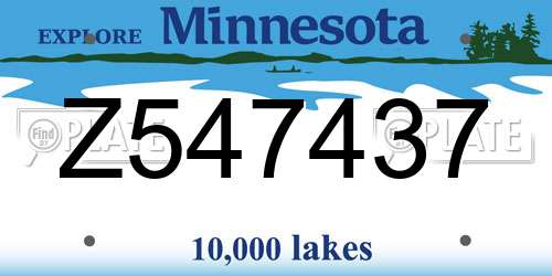 Z547437 Minnesota License Plate